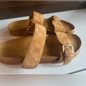 Louis Vuitton Brown Sandals with Gold Buckle